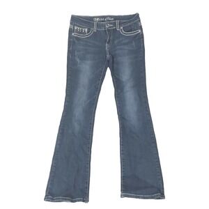 Miss Chic‎ USA Jeans women's 30 X 32 size 9 blue denim pants bootcut Bling Gems